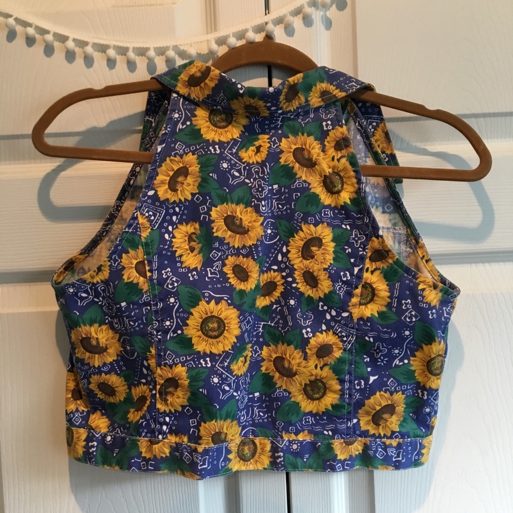 Vintage 60s Sunflower Jean Vest, Sz xs - Picture 7 of 7